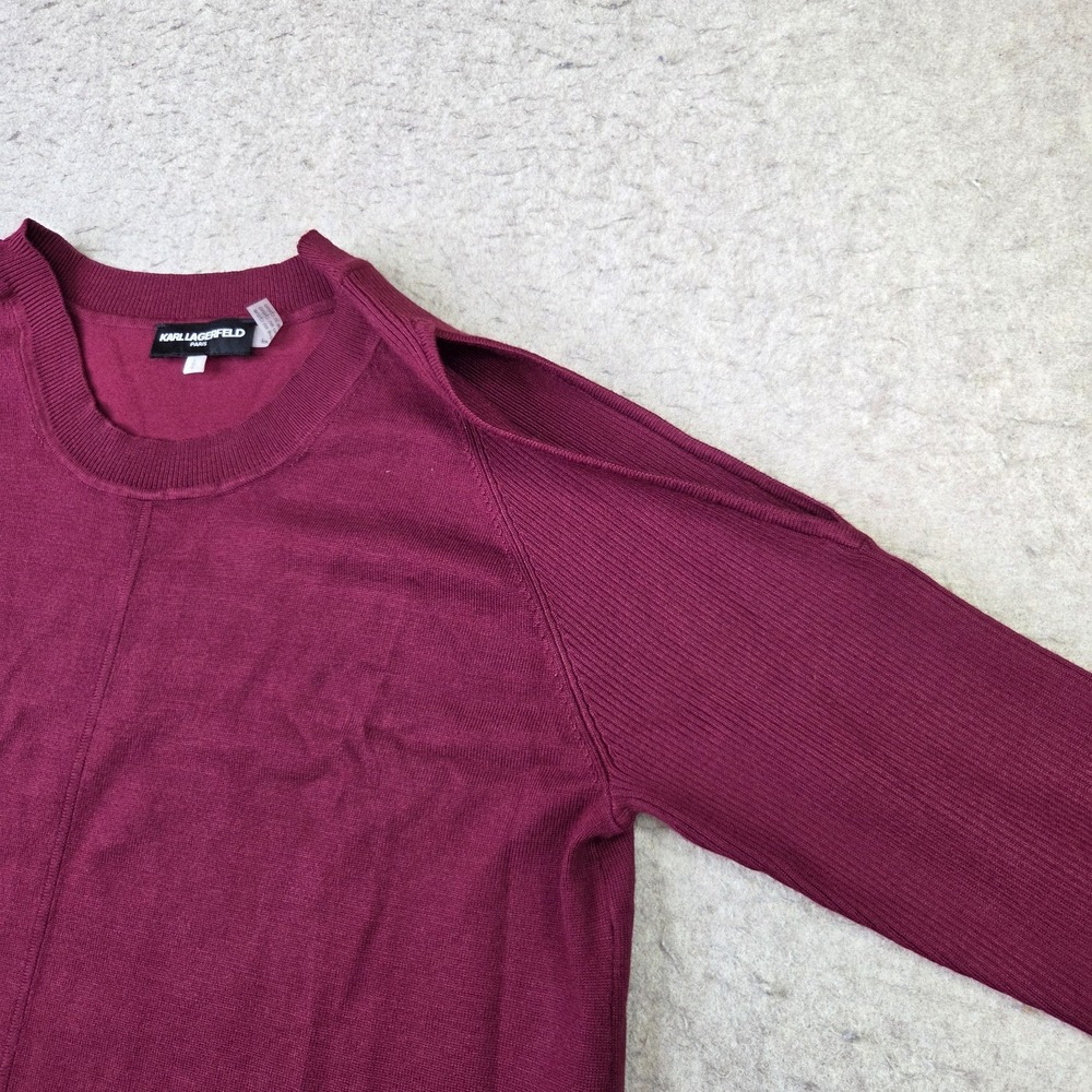Karl Lagerfeld Paris Sweater Womens L Red Bow Sleeve Nylon Rayon Blend NEW - Picture 5 of 9